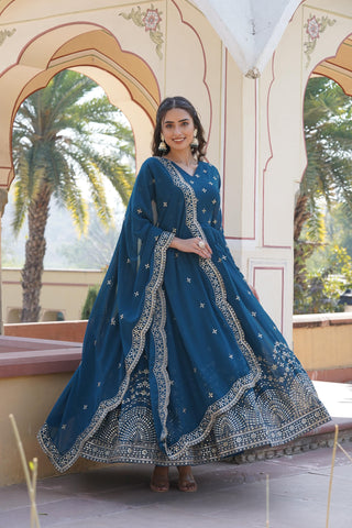 Morpeach gown with dupatta