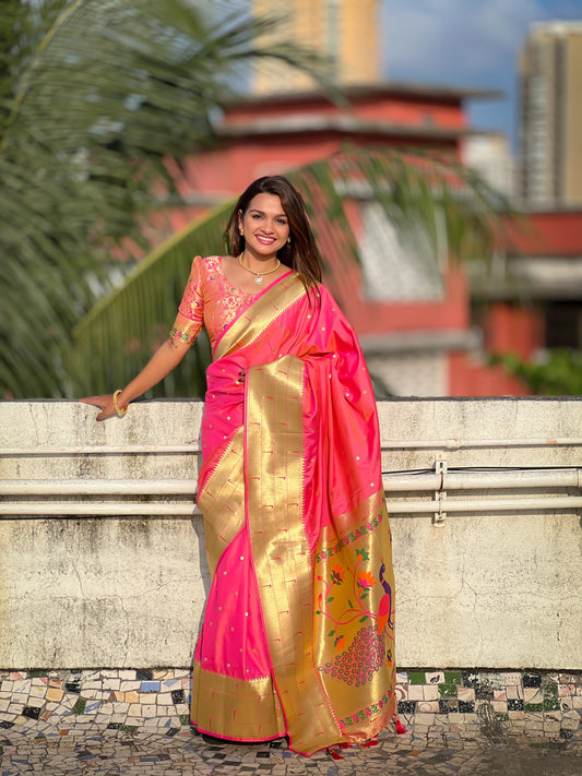 Pink Paithani Saree original
