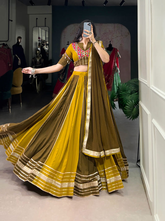 Mehendi color rayon lehenga choli 
