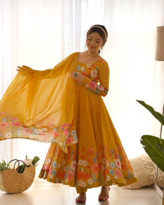 Yellow color georgette gown 