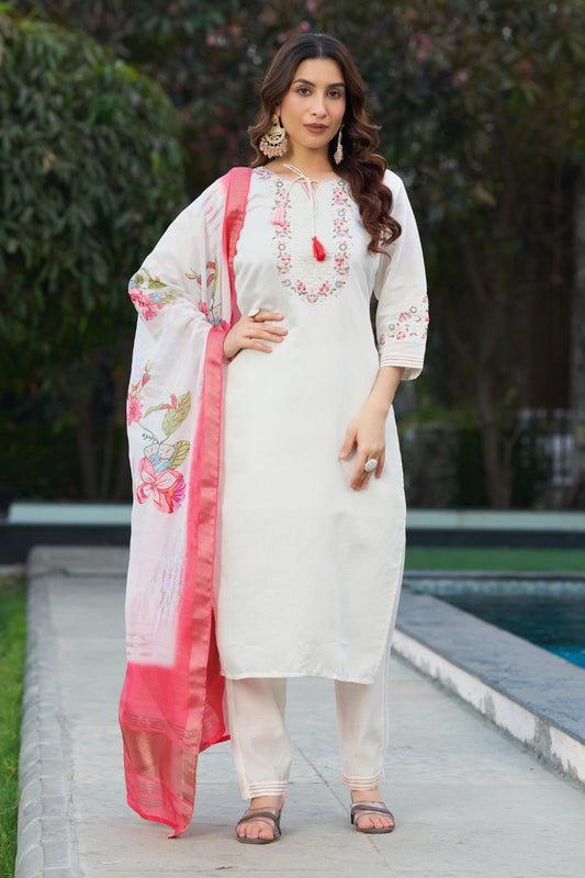 White color viscose silk salwar suit