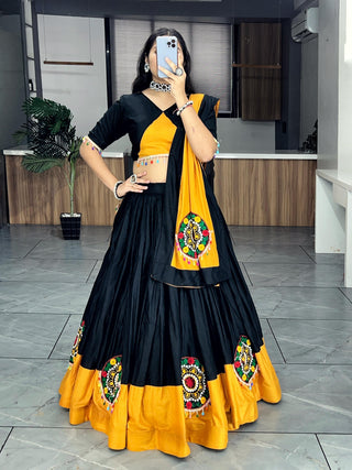 Black navratri lehenga choli with dupatta
