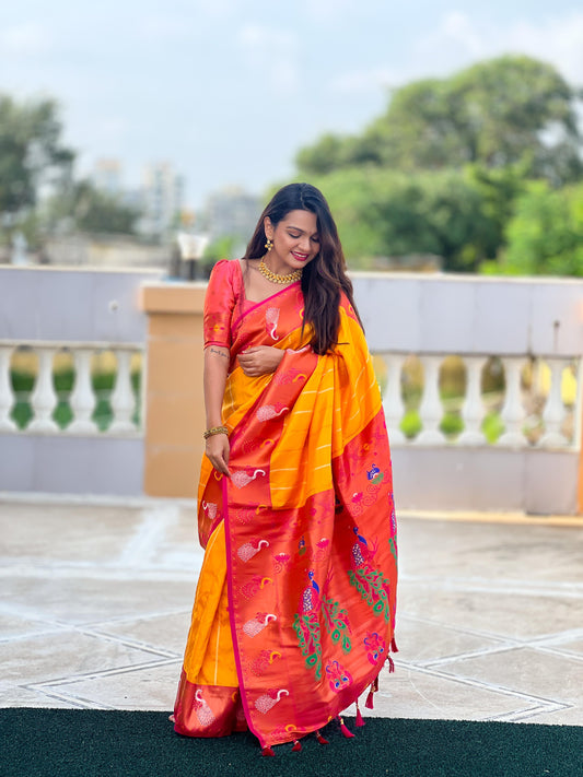 Yellow Paithani Saree for Wedding
