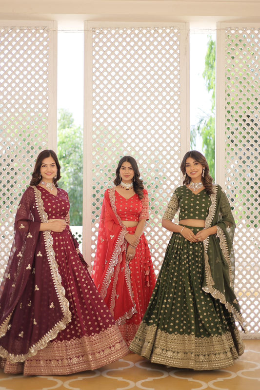 Alluring Green Viscose Lehenga Choli For Party Wear