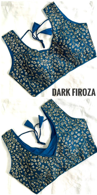 Fentam Silk Dark Firoza Blouse For Lehenga Choli