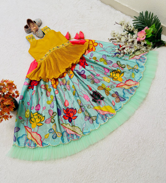 Sky georgette lehenga choli for small girls online
