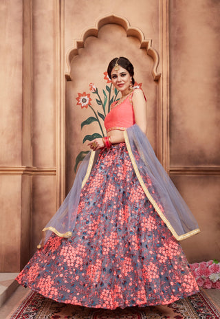 Soft  Net Grey Lehenga