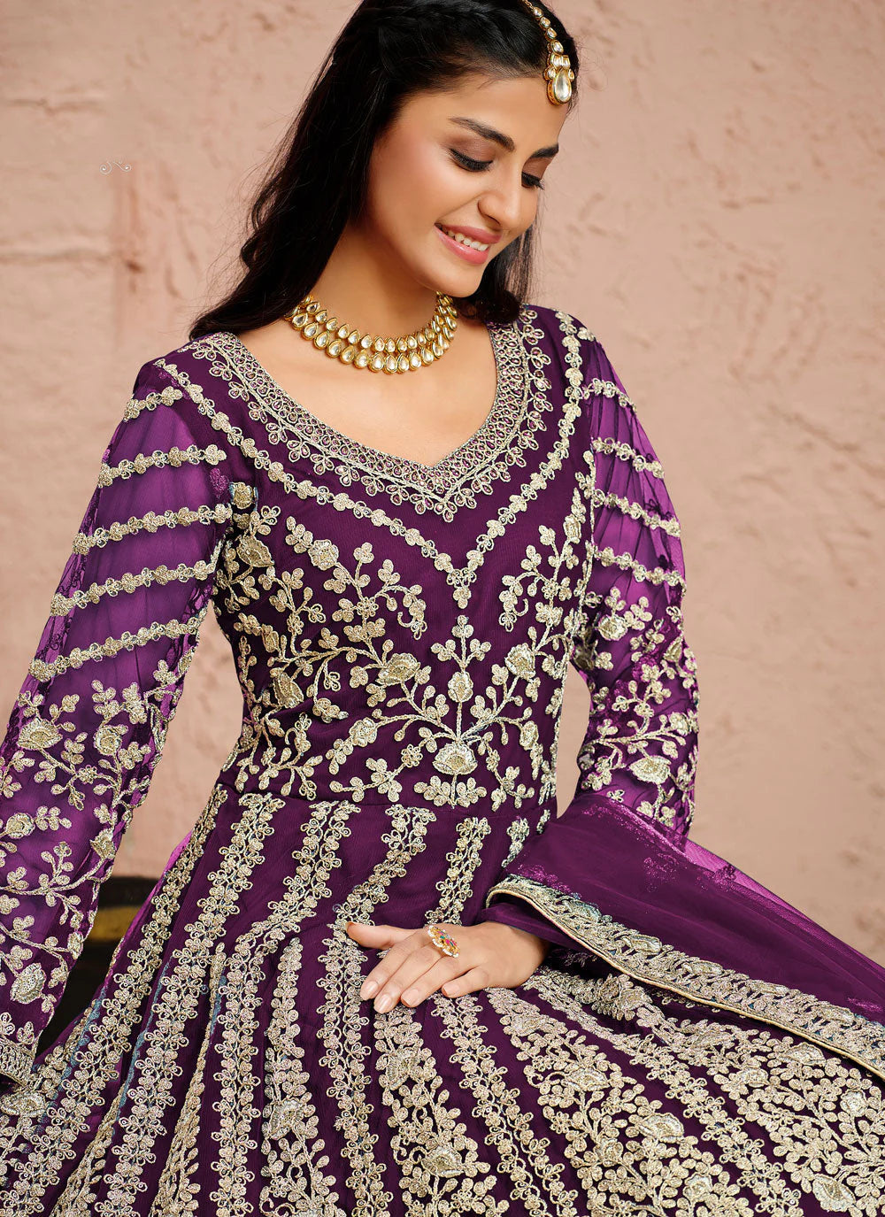 Purple Color Gown for Wedding
