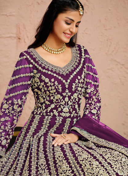 Purple Color Gown for Wedding
