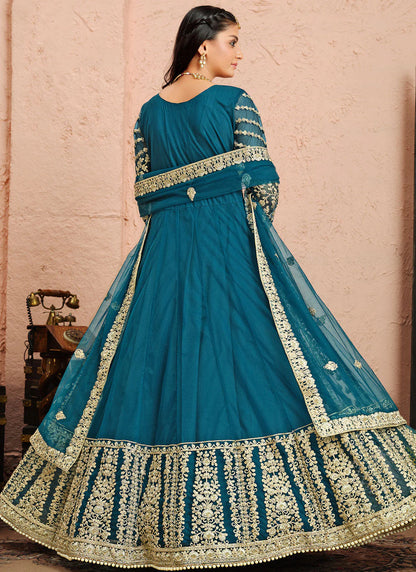 Rama color net long gown for women 
