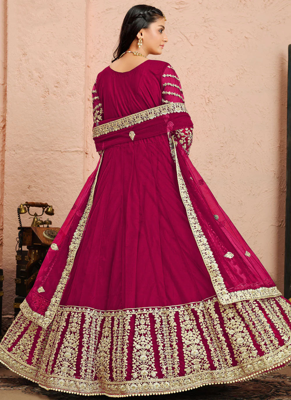 Red colour Gown for Wedding

