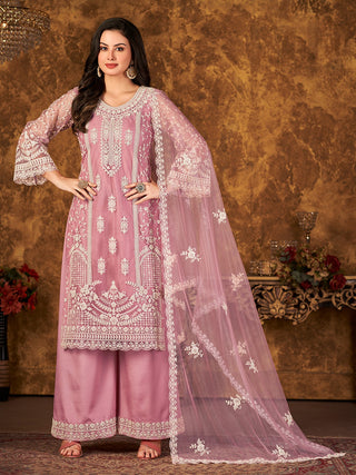 Party Wear Light Pink Sharara Suit
