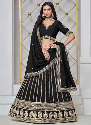 Black color art silk lehenga choli with dupatta