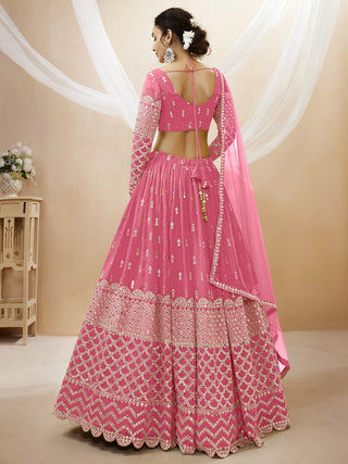 Pink color georgette and sequins zari embroidered work choli 