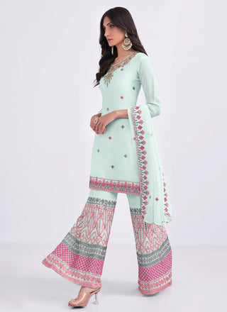 Light blue color georgette sharara suit for women online
