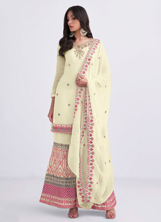 Yellow georgette sharara suit for women online
