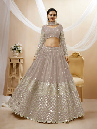 Grey color georgette and sequins zari embroidered work choli online