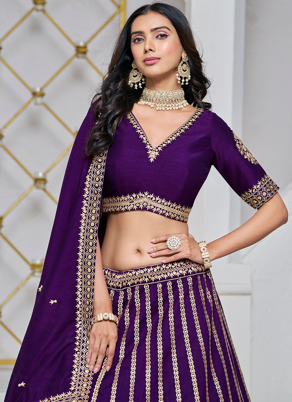 Purple color designer lehenga choli for price