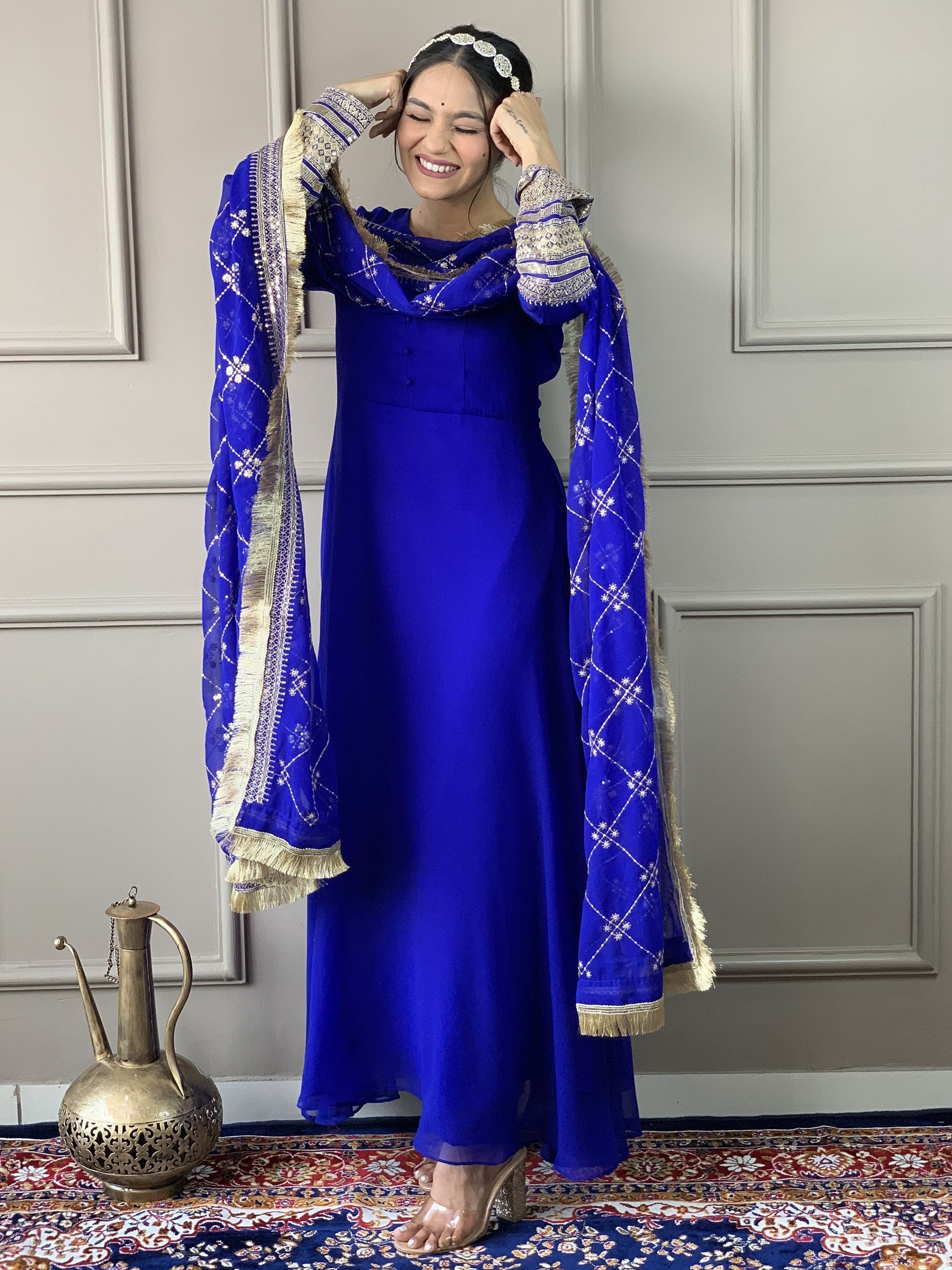 Blue Gown Party Wear
