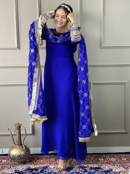 Blue Gown Party Wear
