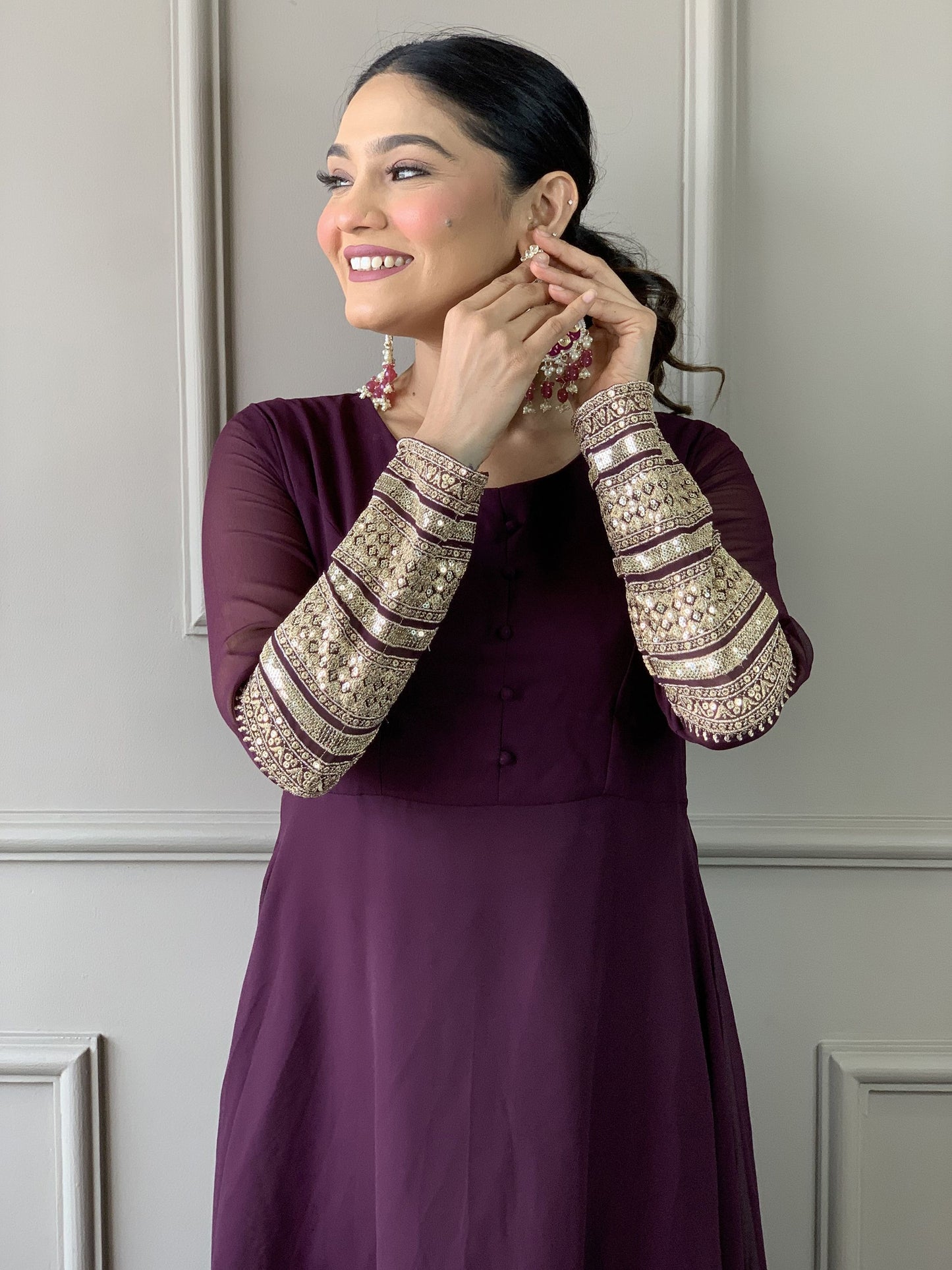 Wine colour Gown For Wedding
