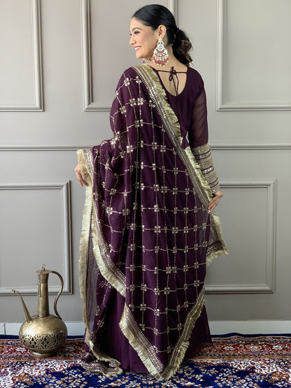 Wine colour Gown for Reception
