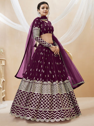 Wine color georgette and sequins zari embroidered work choli online