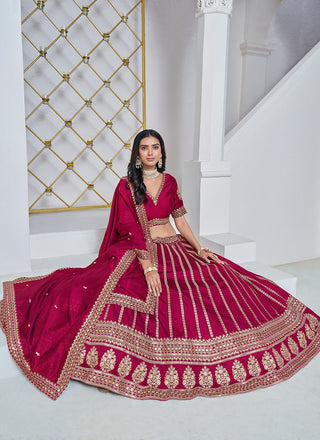 Pink color art silk lehenga choli for women price