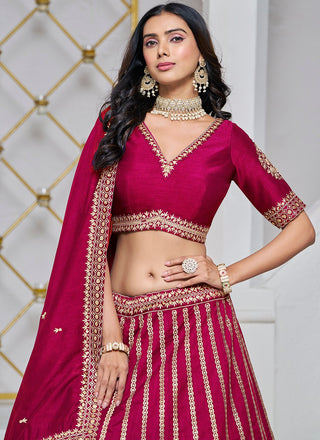 Pink color wedding wear lehenga choli for women online shopping