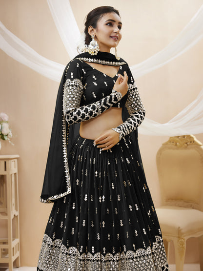 Black color georgette and sequins zari embroidered work choli 