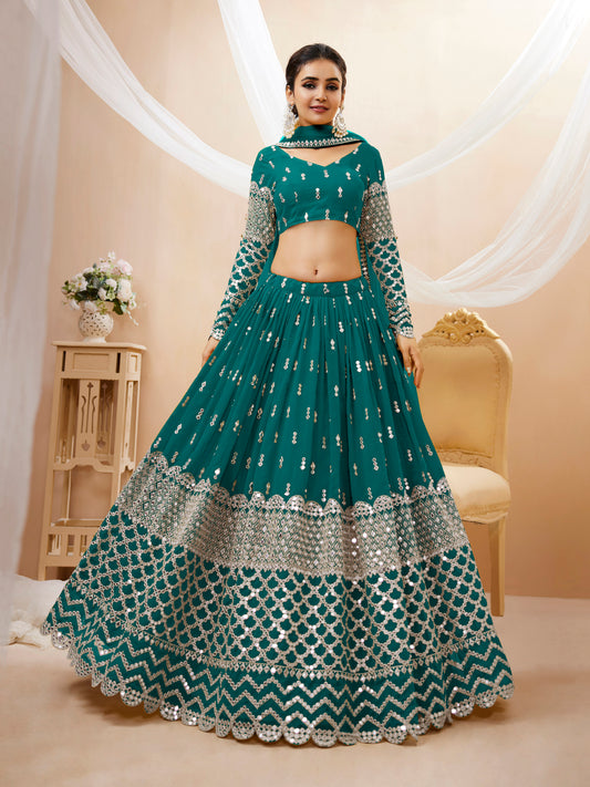Teal Blue Lehenga combination