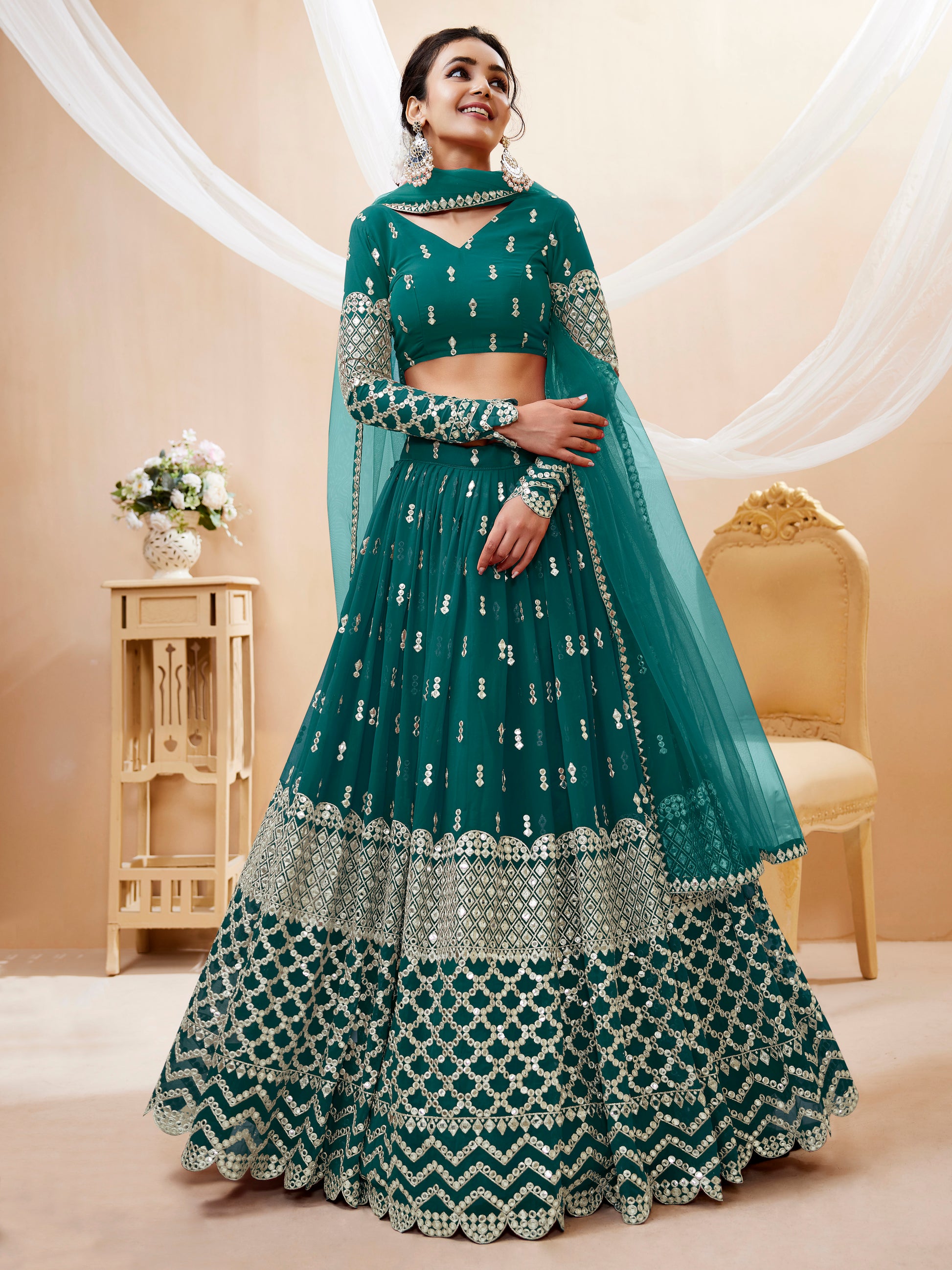 Teal Lehenga Choli