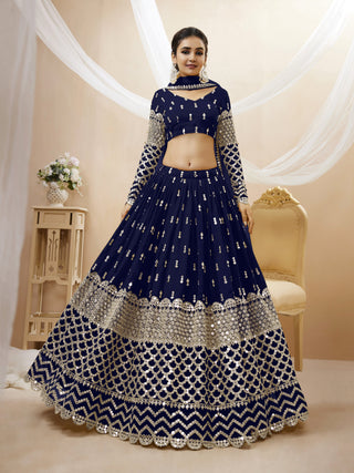 Navy blue lehenga combination