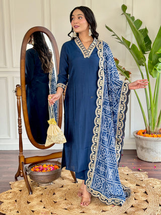 Blue viscose chanderi salwar suit for women price
