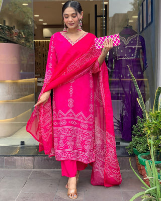 Pink color viscose chanderi salwar suit for women price
