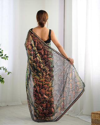 Black net Saree party wear
