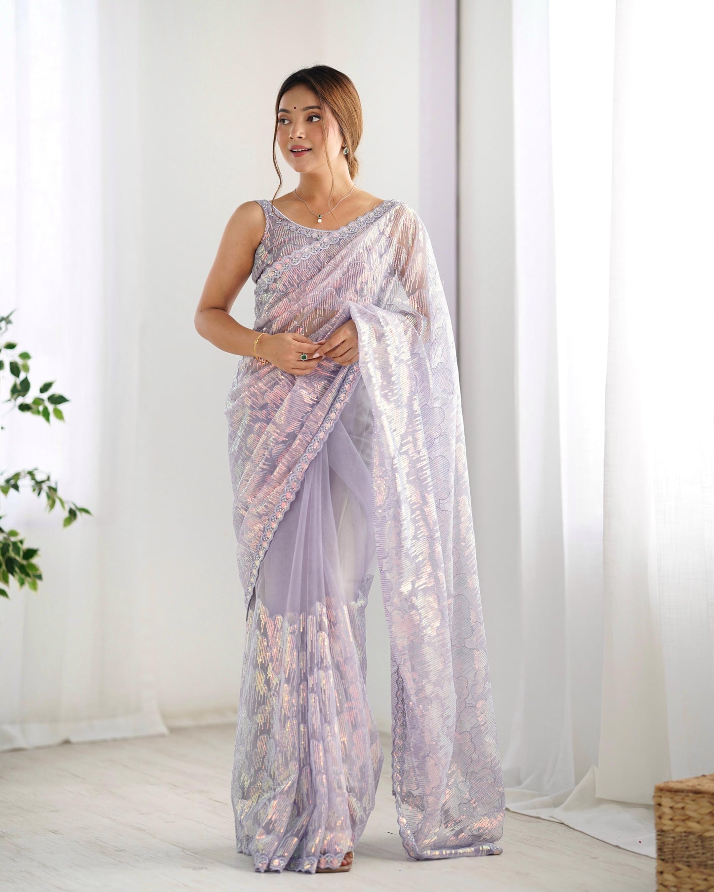 Lavender Saree for Wedding
