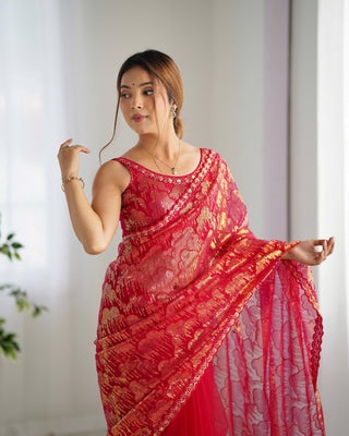 Pink color mono net saree price
