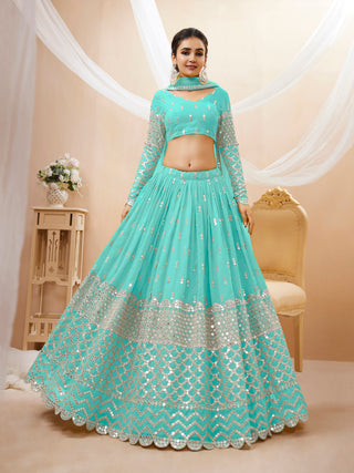 Sky blue Lehenga combination