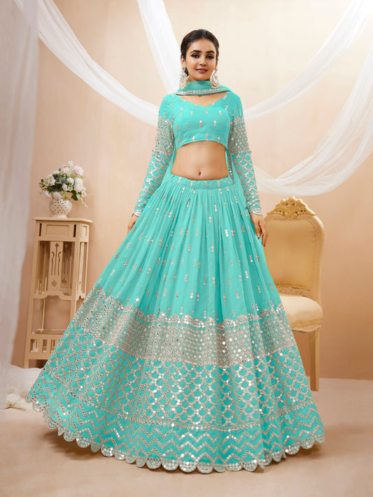 Sky blue Lehenga combination