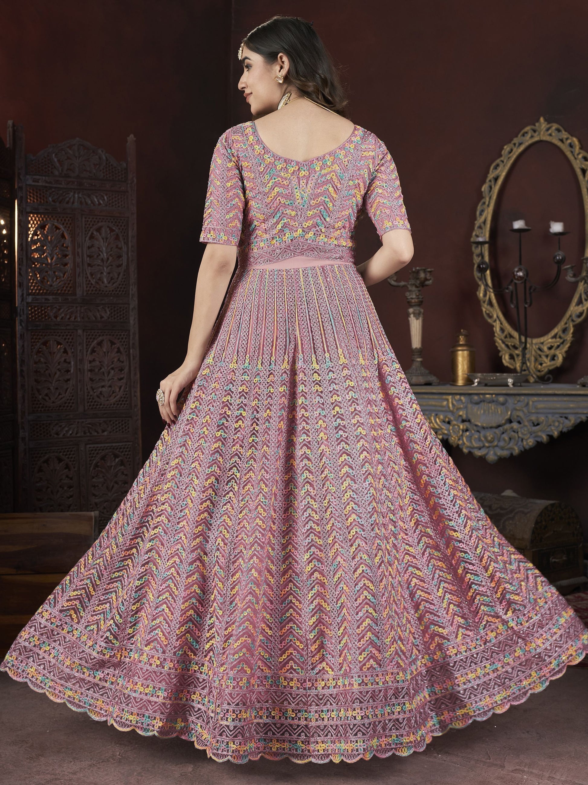 Peach colour Gown for Engagement
