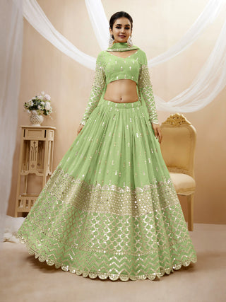 Pista Green Lehenga combination