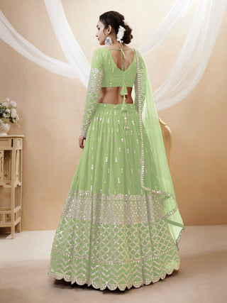 Pista color georgette lehenga choli with dupatta