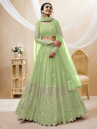 Pista Green Lehenga For Wedding