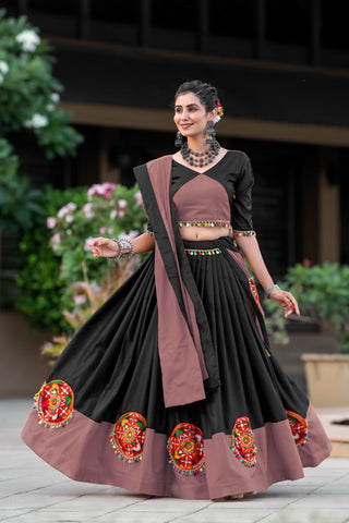 Dark brown lehenga combination blouse