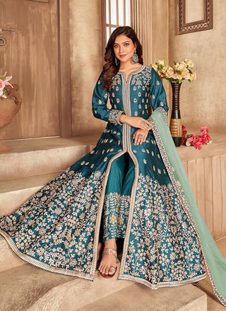 Rama color Long Anarkali salwar suit for women