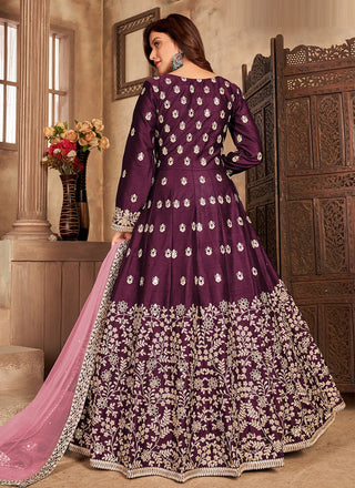 Wine color cording work salwar suit