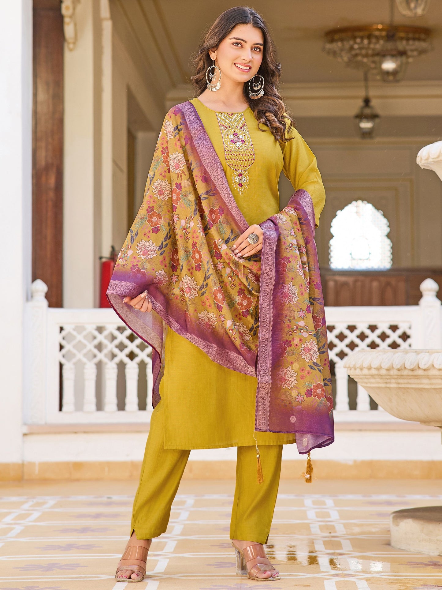 Mustard color vatican salwar suit for women with dupatta
