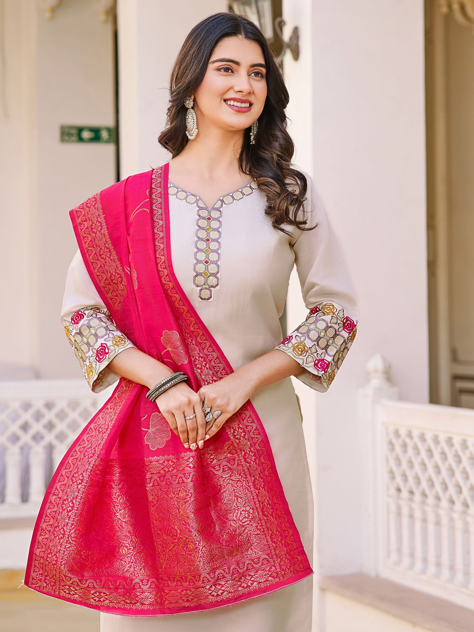 Off White Party Wear Salwar Suit
