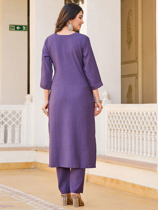 Abstract Lavender Color Designer Office Wear Salwar Suits Set